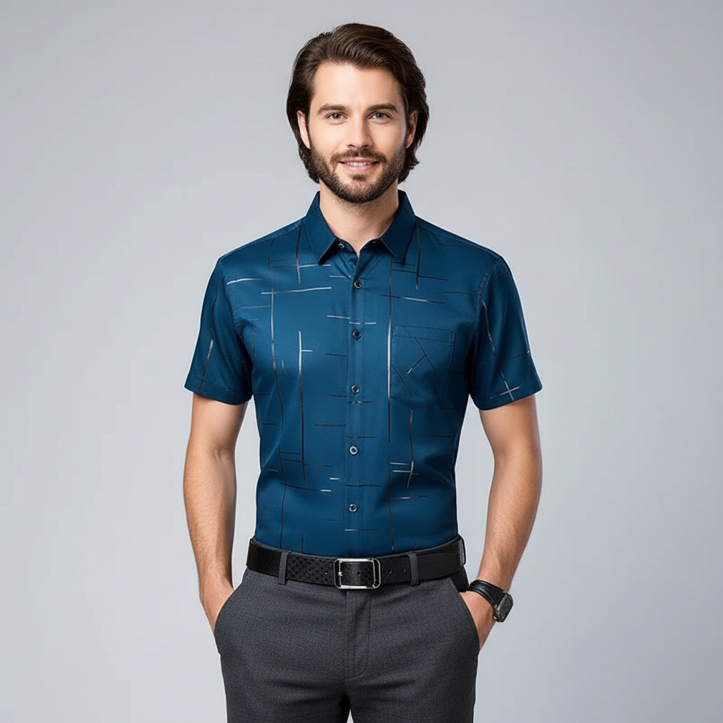 Men's Casual Short Sleeve Shirt | Wrinkle Resistant Top 0