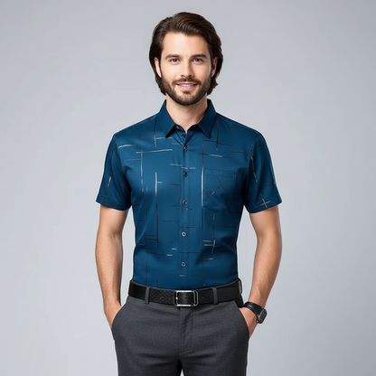 Men's Casual Short Sleeve Shirt | Wrinkle Resistant Top 0