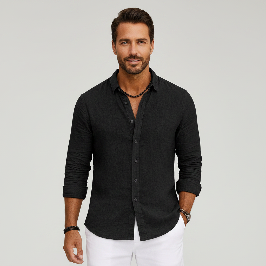 Men's Linen Shirt | Casual Long Sleeve Summer Wear 0