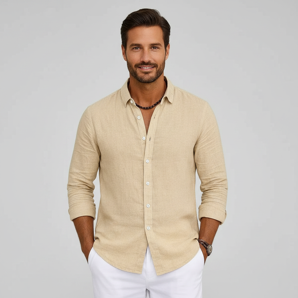 Men's Linen Shirt | Casual Long Sleeve Summer Wear 1