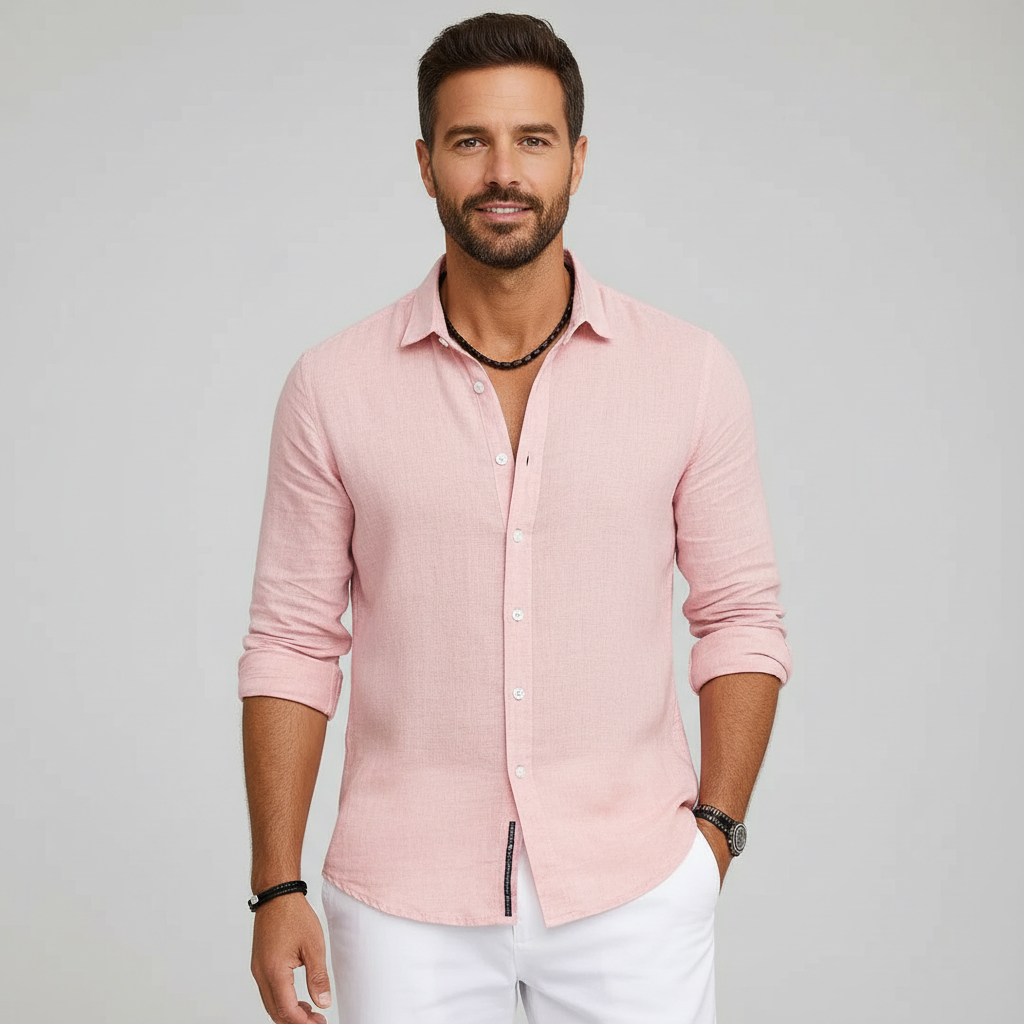 Men's Linen Shirt | Casual Long Sleeve Summer Wear 3